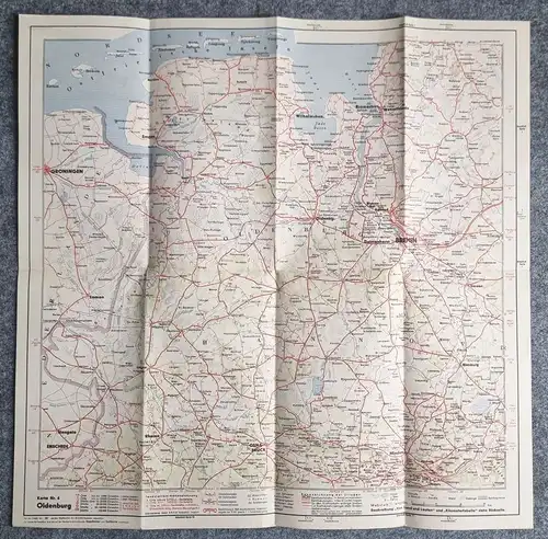 Shell Straßenkarte Nr 6 Zwischenahn Oldenburg Landkarte 1930er Stadtplan