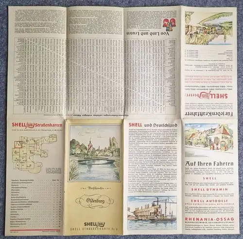 Shell Straßenkarte Nr 6 Zwischenahn Oldenburg Landkarte 1930er Stadtplan