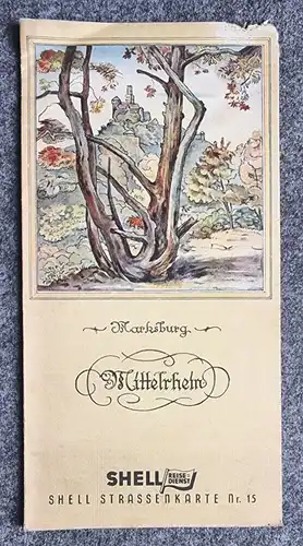 Shell Straßenkarte Nr 15 Marksburg Mittelrhein 1930er Stadtplan alte Landkarte