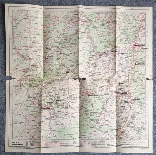 Shell Straßenkarte Nr 15 Marksburg Mittelrhein 1930er Stadtplan alte Landkarte