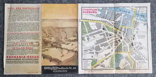 Stadtkarte Nr 44 Harburg Stadtplan 1930er Landkarte Shell