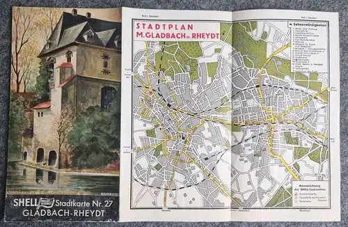 Shell Stadtkarte Nr 27 Gladbach Rheydt 1930er Stadtplan Schloß Rhevdt