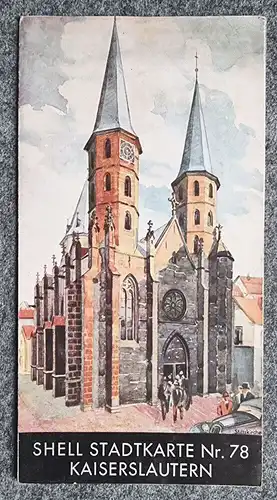 Shell Stadtkarte Nr 78 Kaiserslautern 1930er alter Stadtplan Stiftskirche