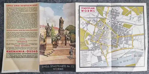 Shell Stadtkarte Nr 72 Worms Lutherdenkmal 1930er alter Stadtplan