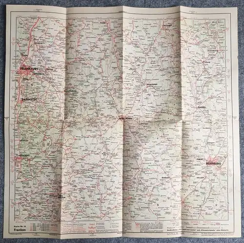 Shell Straßenkarte Nr 16 Laubertal Franken 1930er Stadtplan Landkarte