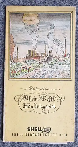 Shell Straßenkarte Nr 10 Industriegebiet 1930er Landkarte Ruhrzeche Rhein Westfa