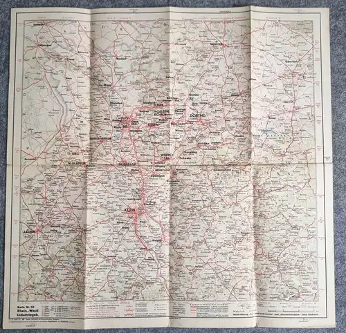 Shell Straßenkarte Nr 10 Industriegebiet 1930er Landkarte Ruhrzeche Rhein Westfa