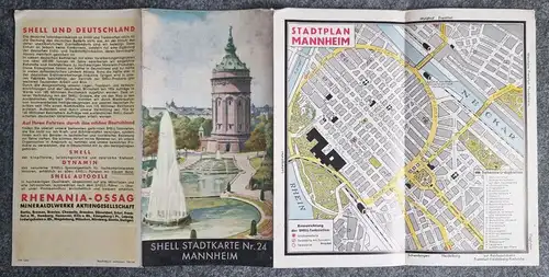 Shell Stadtkarte Nr 24 Mannheim Stadtplan 1930er Der Wasserturm