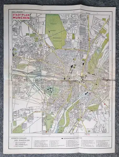 Shell Stadtkarte Nr 3 München Stadtplan alte Landkarte Nürnberg Regensburg
