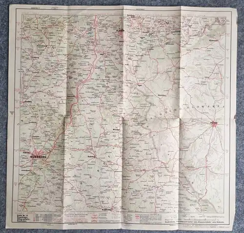 Shell Straßenkarte Nr 17 Fränkische Schweiz 1930er Karte Franken Oberpfalz Sachs