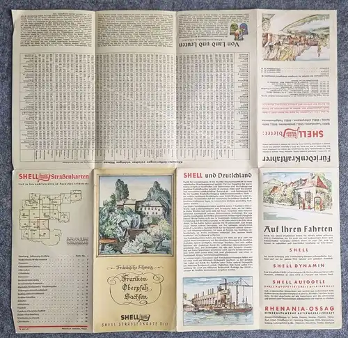 Shell Straßenkarte Nr 17 Fränkische Schweiz 1930er Karte Franken Oberpfalz Sachs