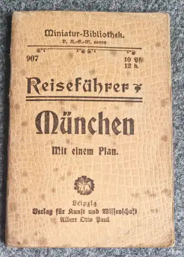 Miniatur Bibliothek Reiseführer München mit Plan alter Reiseplan