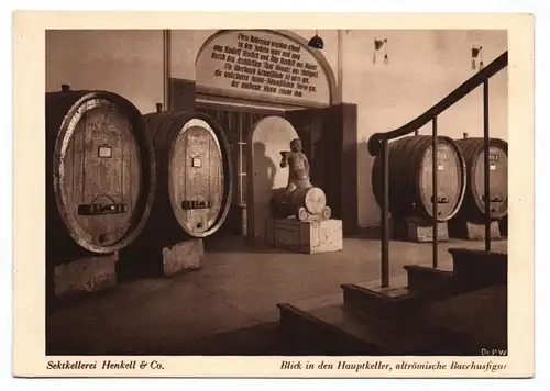 Reklame Ak Sektkellerei Henkell & Co. Blick in den Hauptkeller Wiesbaden