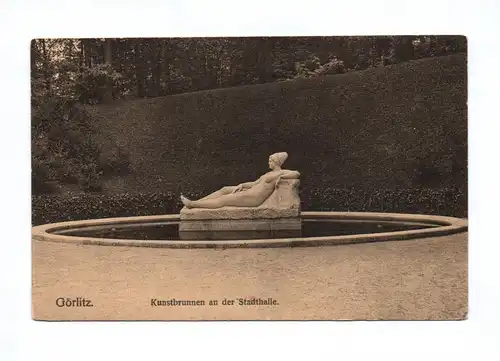 Ak Görlitz Kunstbrunnen an der Stadthalle