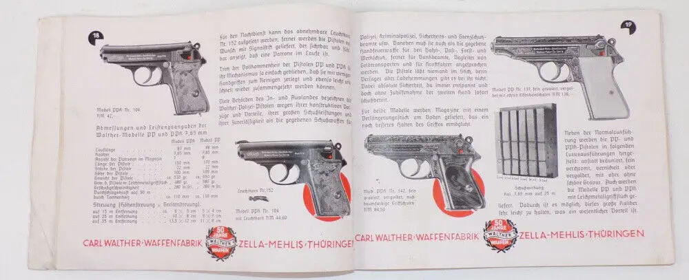 Waffen Katalog Walther Waffenfabrik Zella Mehlis 1936 1