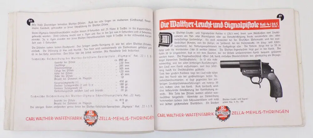 Waffen Katalog Walther Waffenfabrik Zella Mehlis 1936 4