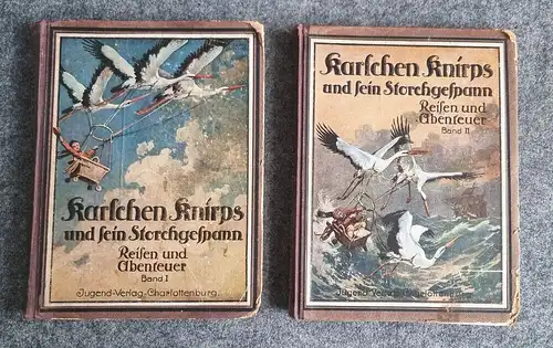 Karlchen Knirps Reisen und Abenteuer 2 Bände I und II 1922 alte Bücher