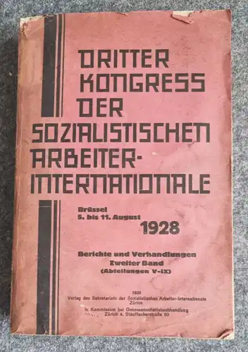 Buch Dritter Kongress der sozialistischen Arbeiter Internationale 1928