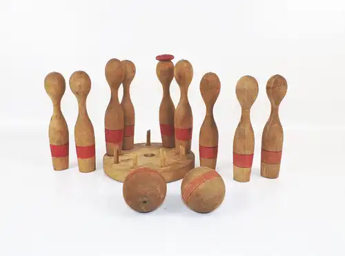 Altes Kegelspiel Holz Outdoor Kegeln Spielzeug Vintage