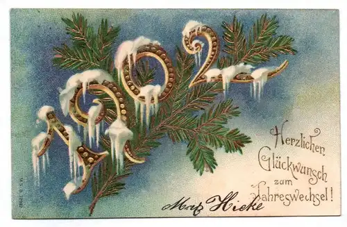 Neujahrguss Ak 1902 Jahreswechsel Tannenzweig 