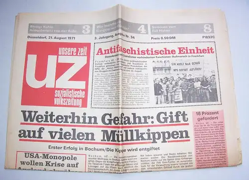 Unsere Zeitung sozialistische Volkszeitung 1971 Düsseldorf BRD Kommunismus !