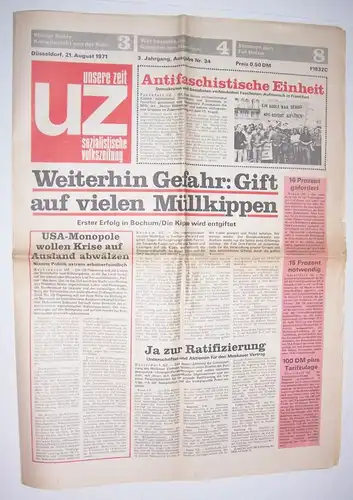 Unsere Zeitung sozialistische Volkszeitung 1971 Düsseldorf BRD Kommunismus !