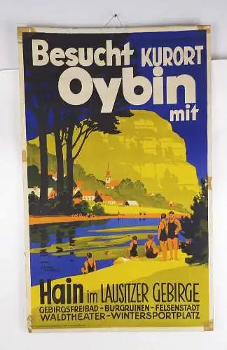 Reklame Plakat Oybin Zittauer Gebirge Sachsen Rüffer Dresden 1930 er Poster