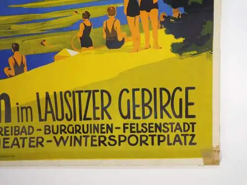 Reklame Plakat Oybin Zittauer Gebirge Sachsen Rüffer Dresden 1930 er Poster