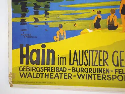 Reklame Plakat Oybin Zittauer Gebirge Sachsen Rüffer Dresden 1930 er Poster