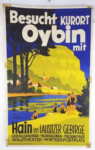 Reklame Plakat Oybin Zittauer Gebirge Sachsen Rüffer Dresden 1930 er Poster