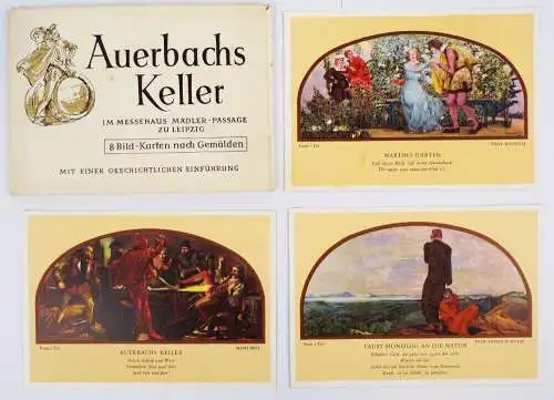 Leipzig Auerbachs Keller 8 Gemälde Postkarten 1964 Leporello Kartenmappe