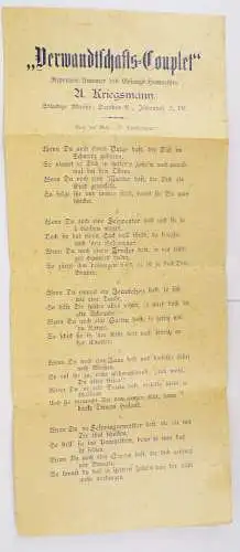 Dokument Dresden Jüdenhof Kriegsmann um 1910 Verwandschafts Couplet