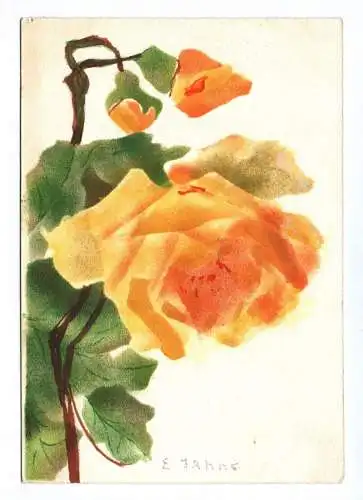 Künstler Ak Blume Malerei gelbe Rose