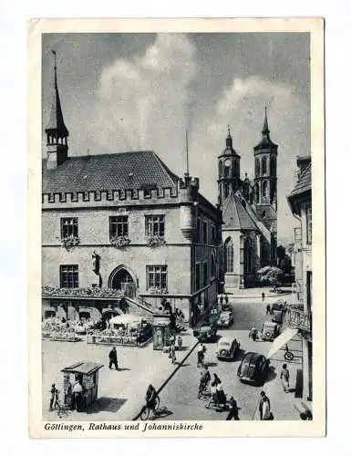 Ak Göttingen Rathaus und Johanniskirche 1952