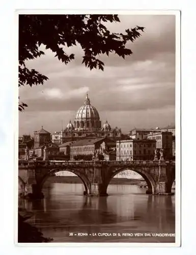 Ak Roma La Cupola Di S. Pietro Vista dal Lungotevere Brücke Italien