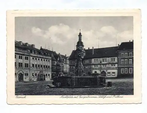 Ak Eisenach Marktplatz mit Georgenbrunnen Schloss und Rathaus