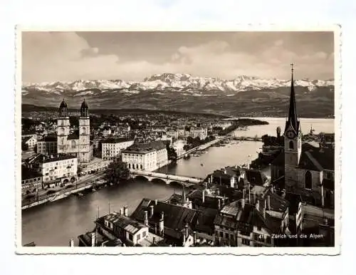 Ak Foto Zürich und die Alpen