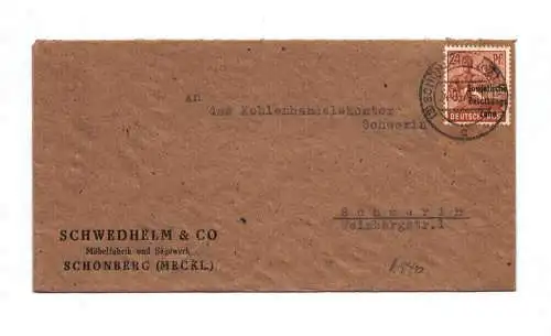 Brief Schwedhelm Co Möbelfabrik Sowjetische Besatzung 1948