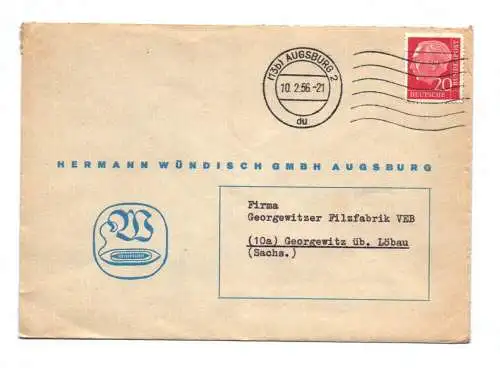 Brief Hermann Wündisch GMBH Augsburg 1956