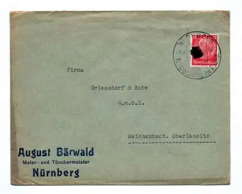 Brief August Bärwald Maler Tüchermeister Nürnberg 1937