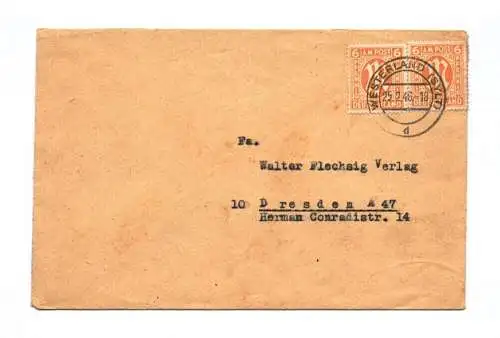 Brief Walter Flechsig Verlag Westerland 1945