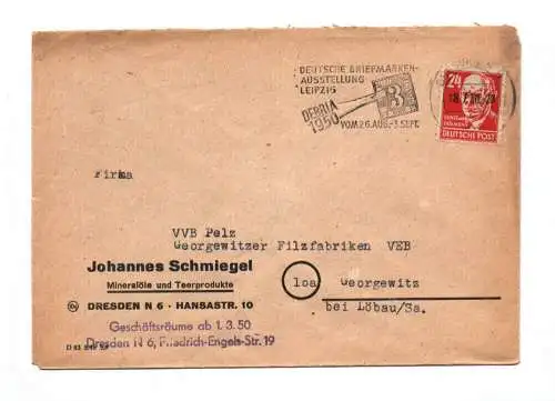 Brief Mineralöle und Teerprodukte Dresden 1950 Firmenbrief