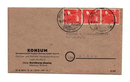 Brief Konsum Genossenschafts Verband Sachsen Anhalt Lager Bernburg Saale 1949