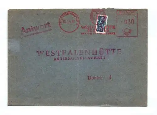 Brief Westfalenhütte Aktiengesellschaft Dortmund 1951