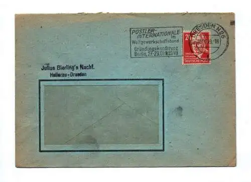Firmenbrief Julius Bierlings Nachfolger Dresden Hellerau 1949