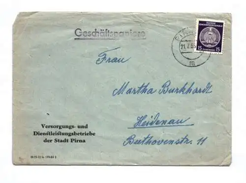 Geschäftspapiere Versorgungs Dienstleistungsbetriebe Stadt Pirna 1953