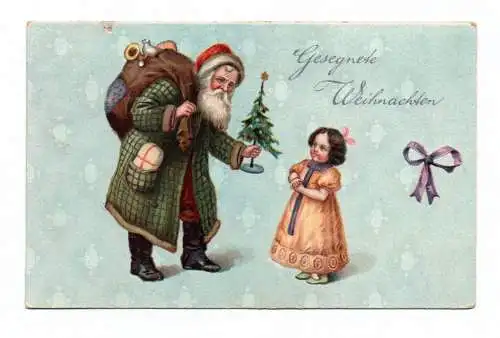 Ak Gesegnete Weihnachten 1917 Weihnachtsmann mit Kind und Tannenbaum