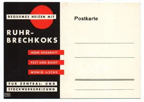 Reklame Ak Bequemes Heizen mit Ruhr Brechkoks Postkarte