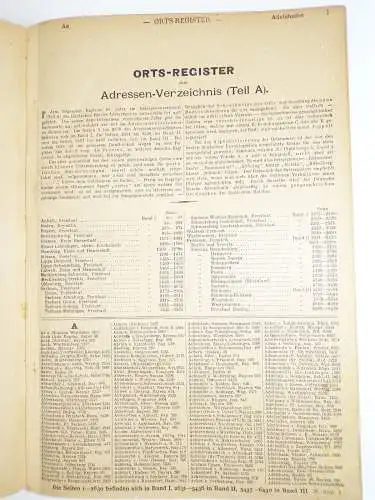 Ortsregister zum Adressen Verzeichnis Teil A 1930er Verzeichnis Städte Ortschaft