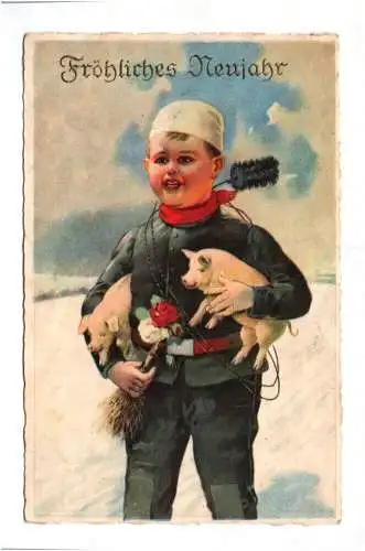 Ak Schornsteinfeger mit Glücksschein Fröhliches Neujahr 1933